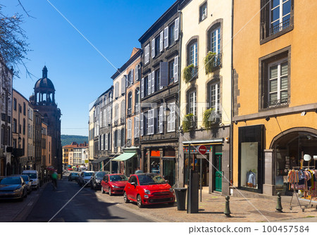 Streets with old houses of Riom, France 100457584