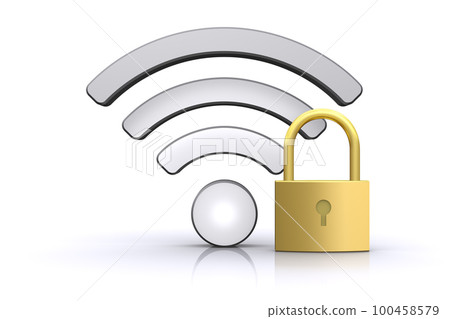 Wi-Fi mark and key, security image of Wi-Fi communication environment Wi-Fi mark and key, security image of Wi-Fi communication environment 100458579