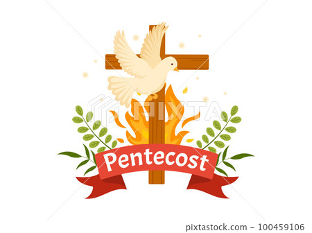 Pentecost Sunday Illustration with Flame and Holy Spirit Dove in Catholics or Christians Religious Culture Holiday Flat Cartoon Hand Drawn Templates Pentecost Sunday Illustration with Flame and Holy Spirit Dove in Catholics or Christians Religious Culture Holiday Flat Cartoon Hand Drawn Templates 100459106