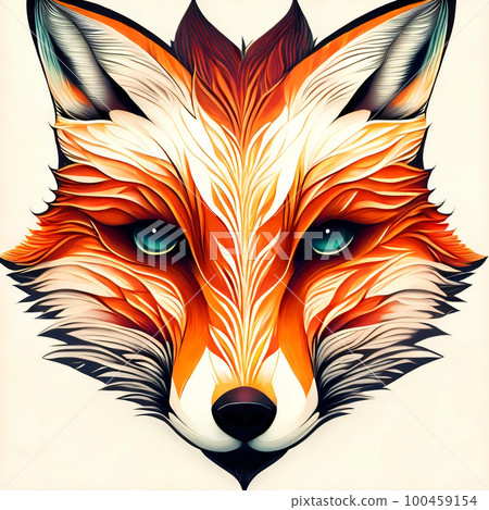 Wolf Tatoo illustration Mystical Art. Generative Ai. 100459154