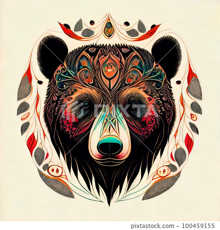 Racoon Tatoo illustration Mystical Art. Generative Ai. 100459155