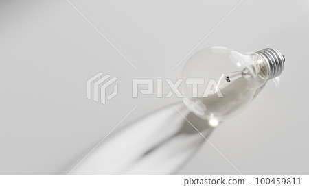 3D illustration of a light bulb on a white background. copy space. Shadow. (Landscape) 3D illustration of a light bulb on a white background. copy space. Shadow. (Landscape) 100459811