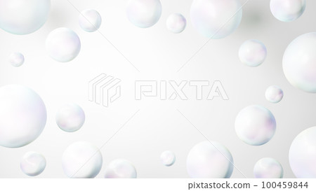 Beautiful multiple spheres like pearls on a white background. background material. copy space. (Landscape) 100459844