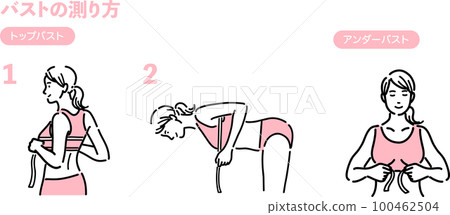 Set of women measuring their bust 100462504