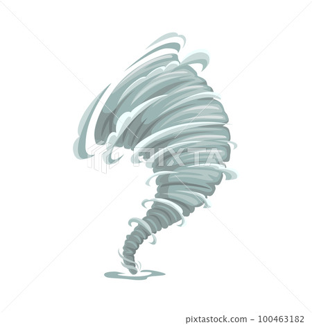 Tornado, cartoon storm or cyclone, hurricane whirlwind or wind twister, vector vortex. Tornado spiral funnel swirl or typhoon cloud and hurricane speed air, weather disaster wind in whirl twist 100463182