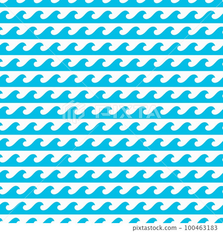 Blue sea waves seamless pattern of ocean tide ripples vector marine background. Sea wave curls and wavy surfs pattern of ocean blue tide curls and nautical flow ripples for wavy tidal print Blue sea waves seamless pattern of ocean tide ripples vector marine background. Sea wave curls and wavy surfs pattern of ocean blue tide curls and nautical flow ripples for wavy tidal print 100463183