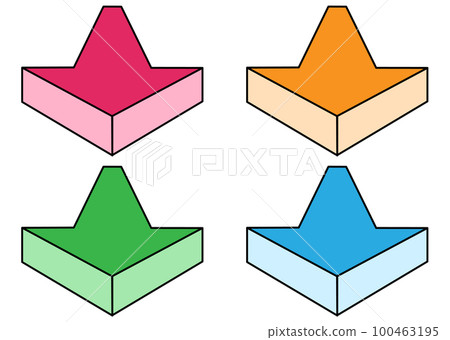 3D向下直箭頭4色帶輪廓 3D向下直箭頭4色帶輪廓 100463195