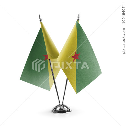 Small national flags of the French Guiana on a white background 100464074
