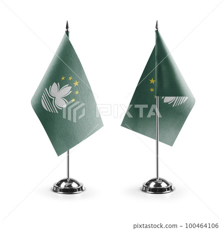 Small national flags of the Macao on a white background 100464106