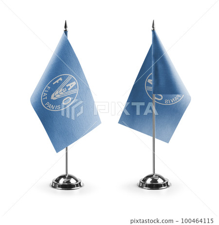 Small national flags of the Food and agriculture organization on a white background 100464115