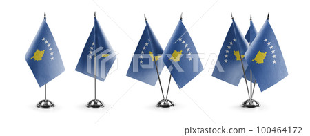 Small national flags of the Kosovo on a white background 100464172