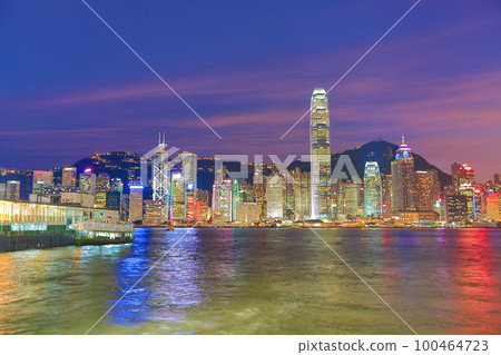 28 Aug 2013 twilight at Victoria Harbor in Hong Kong 28 Aug 2013 twilight at Victoria Harbor in Hong Kong 100464723
