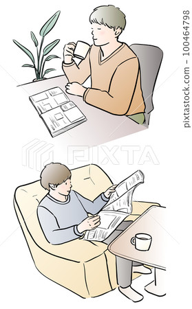 一個有顏色的放鬆男人的插圖 100464798