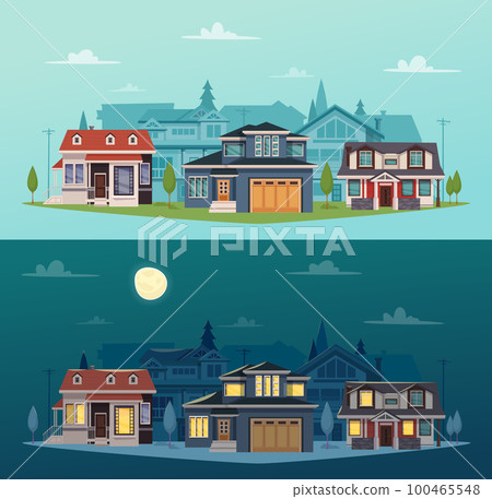 Suburban Houses Horizontal Banners Suburban Houses Horizontal Banners 100465548