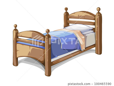 Wood bed in cartoon style. Vector illustration Wood bed in cartoon style. Vector illustration 100465590
