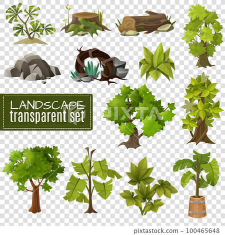 Landscape Design Elements Set Transparent Background Landscape Design Elements Set Transparent Background 100465648