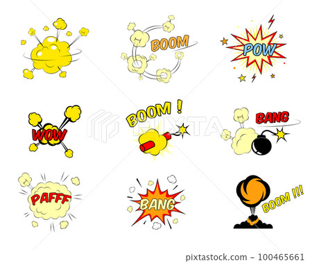 Set of comic cartoon text explosions 100465661