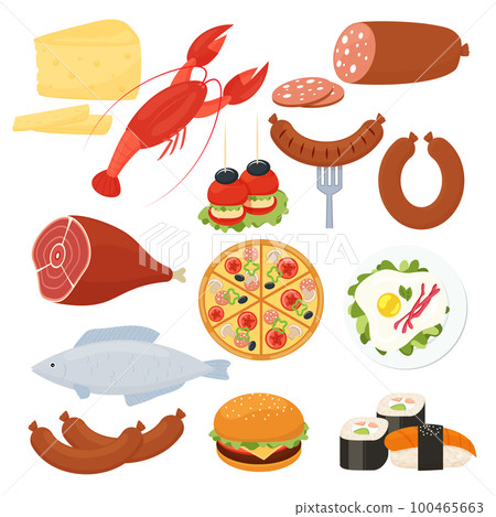 Traditional food icons for a menu - Stock Illustration [100465663] - PIXTA