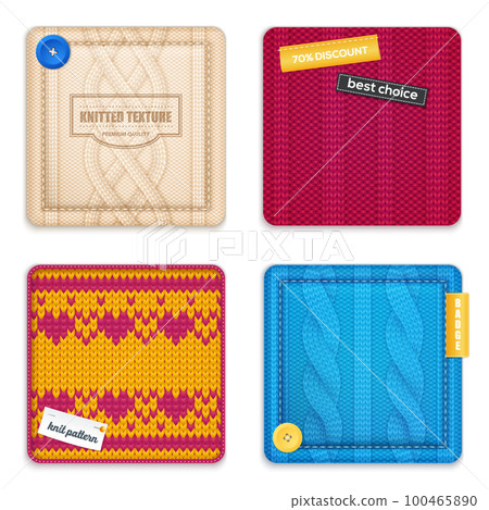 Knitted Patterns Realistic Samples Set 100465890