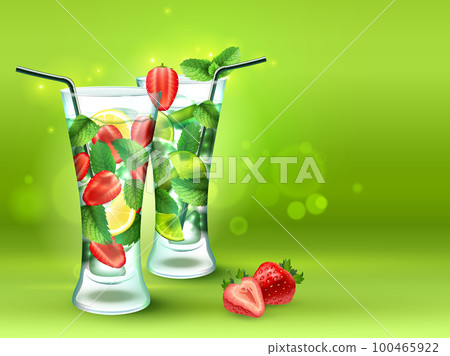 Two Cocktails Realistic Composition Two Cocktails Realistic Composition 100465922