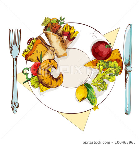 Healthy and unhealthy food Healthy and unhealthy food 100465963