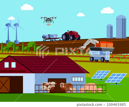 Smart Farming Orthogonal Flat Composition Smart Farming Orthogonal Flat Composition 100465985