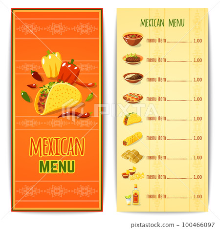 Mexican Food Menu 100466097