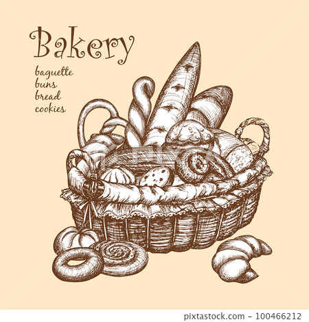 Basket With Bakery 100466212