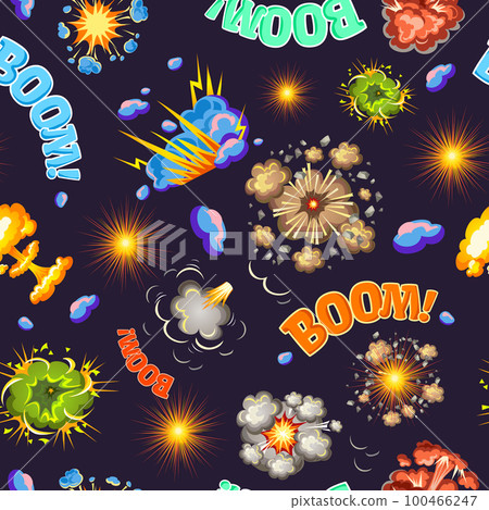 Comic Style Explosions Seamless Pattern 100466247