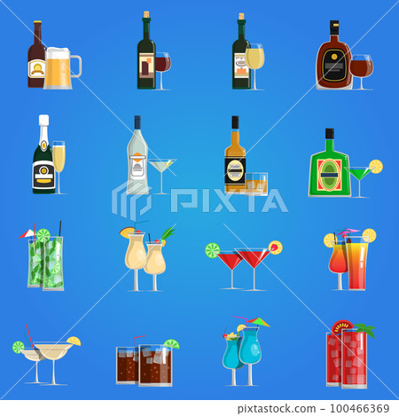 Cocktail Icons Flat Set Cocktail Icons Flat Set 100466369