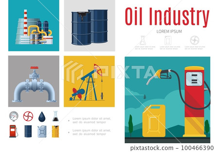 Flat Oil Industry Infographic Template Flat Oil Industry Infographic Template 100466390
