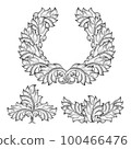 Vintage baroque floral leaf scroll ornament engraving frame element 100466476