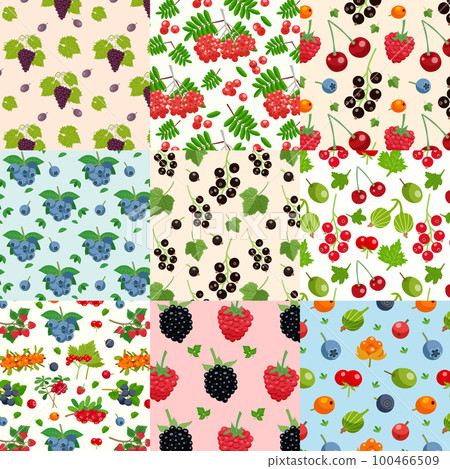 Set Of Nine Seamless Berries Patterns Set Of Nine Seamless Berries Patterns 100466509