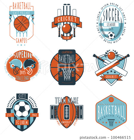 Sport clubs labels icons set Sport clubs labels icons set 100466515