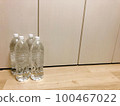 Bottled water in front of the closet 100467022