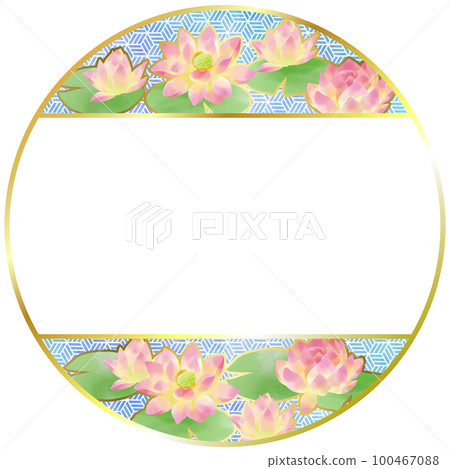 帶有睡蓮圖案的圓形日式裝飾材料 100467088