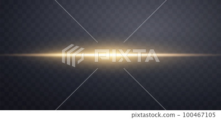 Gold horizontal lens flare. Sun flash with rays or gold spotlight and bokeh. Yellow glow flare light effect. Vector illustration Gold horizontal lens flare. Sun flash with rays or gold spotlight and bokeh. Yellow glow flare light effect. Vector illustration 100467105