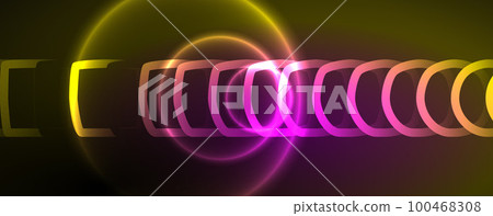 Neon glowing circles and round shape lines, magic energy space light concept, abstract background wallpaper design Neon glowing circles and round shape lines, magic energy space light concept, abstract background wallpaper design 100468308