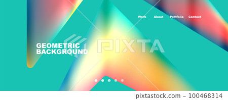 Bright colorful triangular shapes abstract background with fluid color effect. Glass, light and shadow effects. Illustration For Wallpaper, Banner, Background, Card, Book Illustration, landing page 100468314