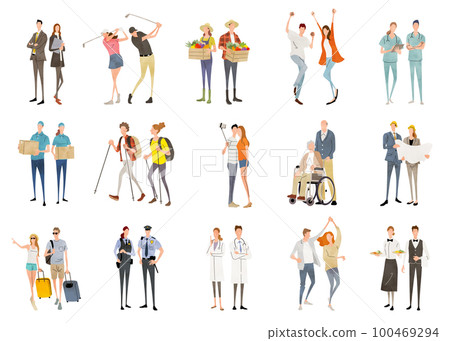 Vector illustration material: men and women, pair, lifestyle, person set Vector illustration material: men and women, pair, lifestyle, person set 100469294