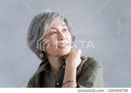 Gray hair woman portrait Gray hair woman portrait 100469799
