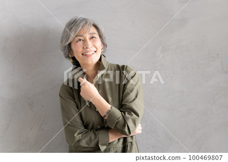 Gray hair woman portrait 100469807