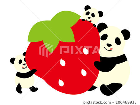 吃草莓的熊貓父母和孩子 吃草莓的熊貓父母和孩子 100469935