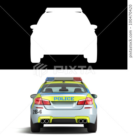 modern police car back view 3d remdr on white with alpha modern police car back view 3d remdr on white with alpha 100470420