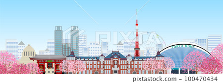Tokyo station famous place cherry blossoms background 100470434