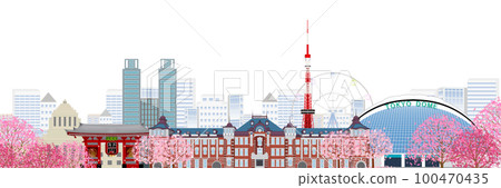 Tokyo station famous place cherry blossoms background 100470435