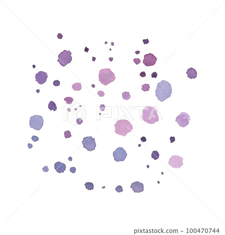 Violet drops and splashes isolated on white background. Watercolor hand drawn illustration. Art for design style texture 100470744