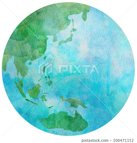 Earth watercolor illustration parts / Oceania continent 100471152