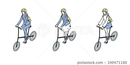 戴著頭盔騎自行車的女人 100471180