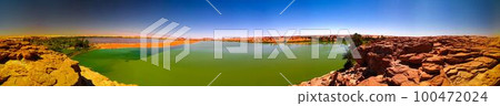 Panoramic view to Katam aka Baramar lake group of Ounianga kebir lakes at the Ennedi, Chad 100472024